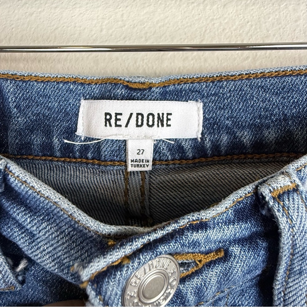 RE/DONE Ultra High Rise Stove Pipe Denim Jeans Vintage Indigo Destroyed Women 27 - Picture 11 of 12